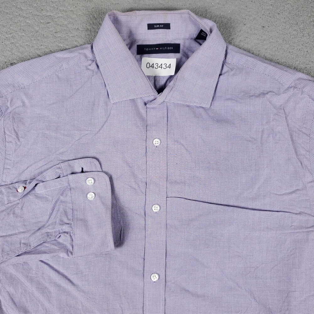 Tommy Hilfiger Mens Large Purple Slim Fit Button Up Long Sleeve Shirt